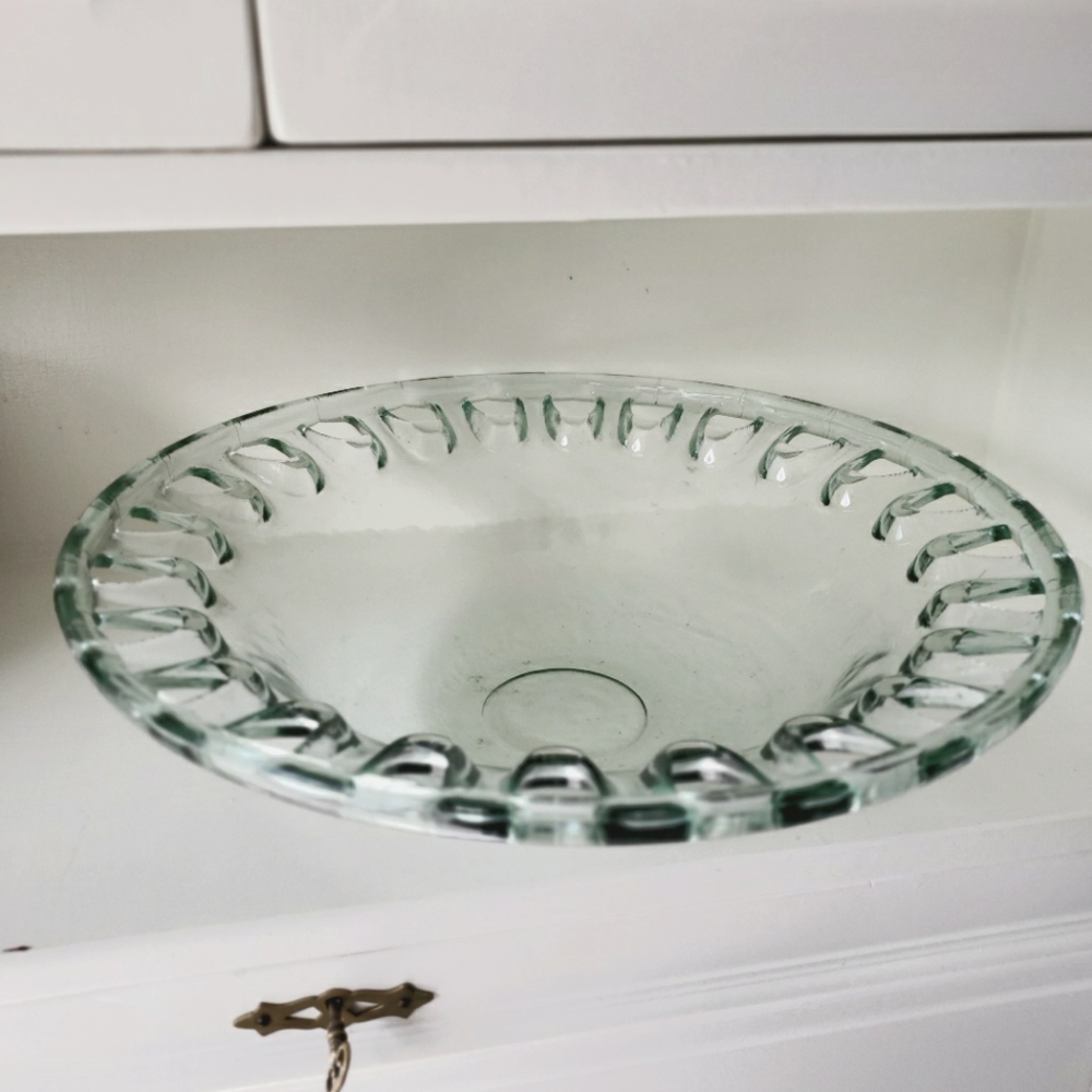Vintage 90s Spain Glass Bowl Large Bowl Fruit Salad Bowl 40 cm Diameter …
